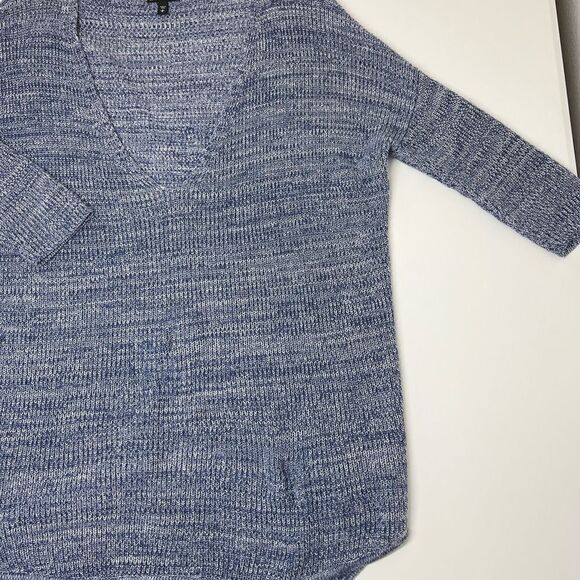 Express Blue Marl V-Neck Sweater Size Small Cotton Oversized - Picture 7 of 14